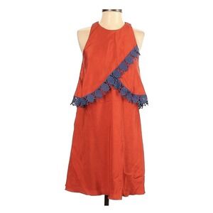 Tory Burch 100% silk sleeveless shift dress Orange Red Sz 12